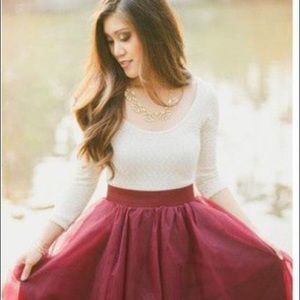 Red Tulle Lace Circle Skirt